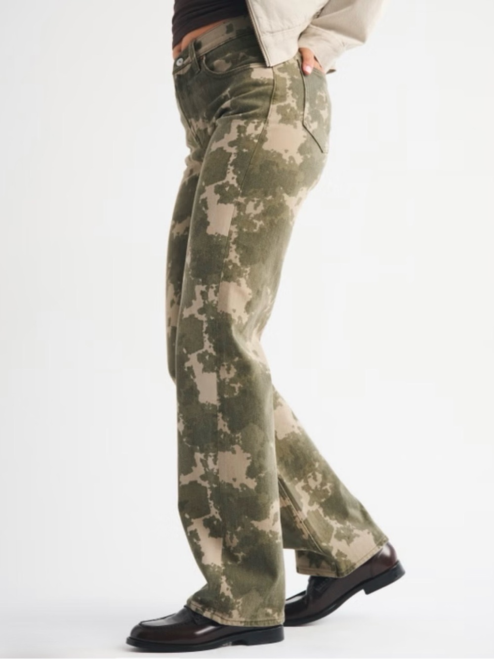 NWOT Abercrombie & Fitch Camo 90s Relaxed High Rise Jeans Y2K Sz 25 Short - Picture 3 of 8